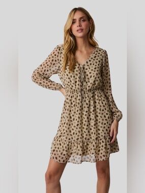 Gilli Front Tie Polka Dot Chiffon Dress